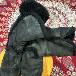 UGG Black Suede Shearling Winter Boots